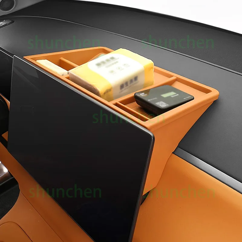 Car Behind Screen Storage Box for Leapmotor C10 2024 Behind Center Console Screen TPE Storage Box Interior Accessories