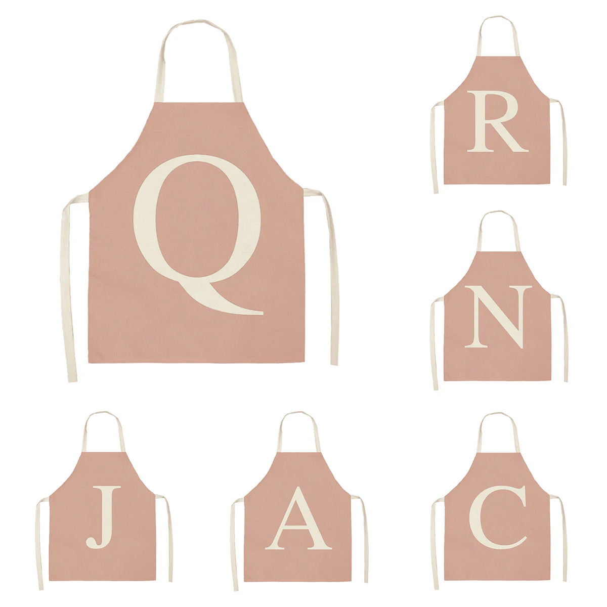 Home wreath Letter Pattern Apron Women Men child Linen Stain Resistant Apron Cooking Household Cleaning Tool Kitchen Utensils