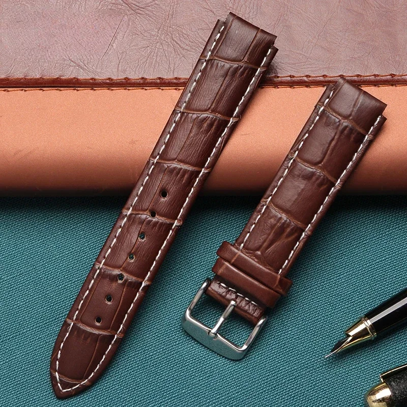 Genuine Leather Watch Strap for Rado Crystal Extraction Series R30939125 Men Women Raised Mouth Calf-Skin Watchband 14-20mm