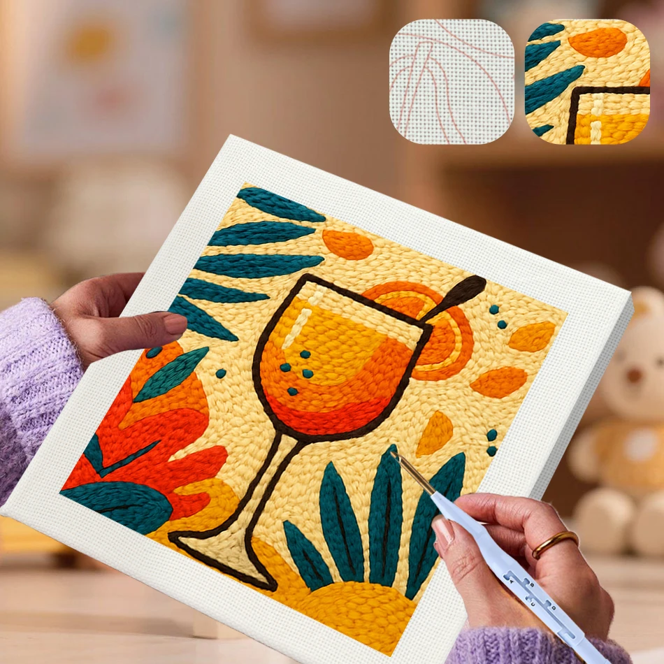 

GATYZTORY Punch Needle Starter Kit juice crafts supplies adults with frame 25X25cm Yarn cross stitch embroidery kit Sewing Set