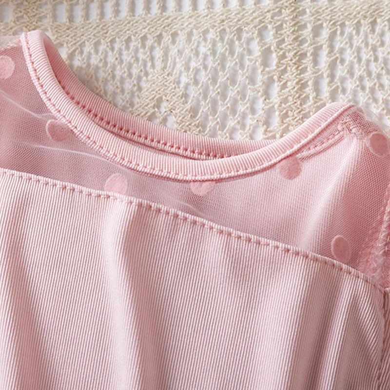 Neonate vestiti Casual per maniche volanti abiti in rete punteggiata a pois 2024 nuova estate 2-6Y bambini bambino Tulle Tutu vestito solido