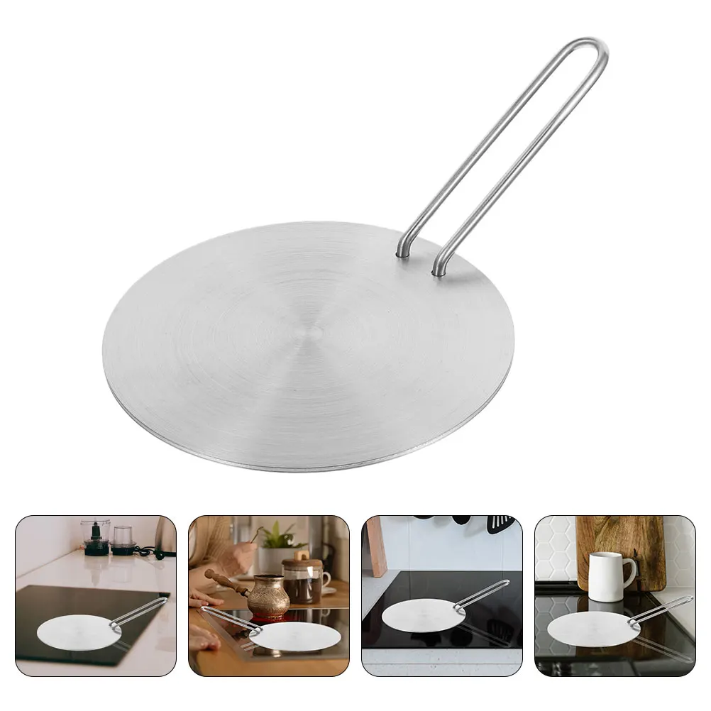 

1 Set Stainless Steel Induction Plate Diffuser Cookware Adapter Thermal Guide Cooktop Heating Tool Handle Heat Conductor
