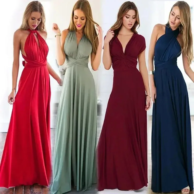 Sexy Women Multiway Wrap Convertible Boho Maxi Club Red Bandage Long Dress Party Bridesmaid Infinity Robe Longue Femme