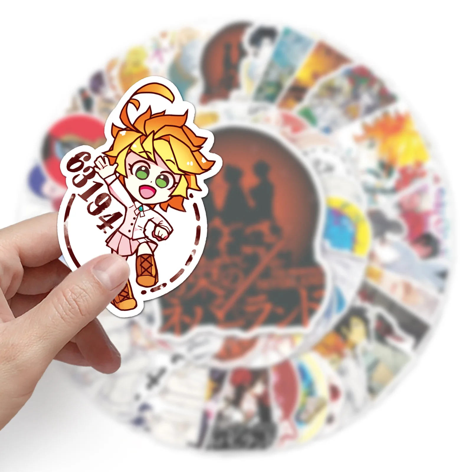 50Pcs Anime The Promised Neverland Series Graffiti Stickers Suitable for Laptop Helmets Desktop Decoration DIY Stickers Toys