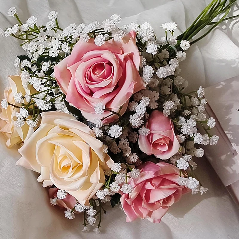 90 Köpfe künstlicher Blumenstrauß 61 cm Kunststoff Gypsophila gefälschte Blume für Heimdekoration Hochzeit Party Dekorationen Vase Zubehör – Detail 4