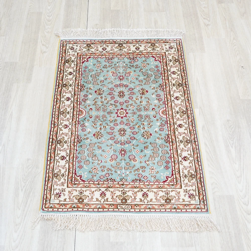 61x91cm Persian Designs Carpet Handmade Exquisite Floral Blue Rugs (HF406B)