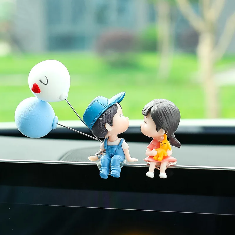 Car Decoration Cute Cartoon Couples Action Figure Figurines Balloon Ornament Auto Interior Nice Sweety Lovers for Girls Gifts