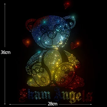 Ot neue heiße Diamant niedlichen Bären muster DIY Eisen auf Kleidung T-Shirt Strass Kleidung Accessoires