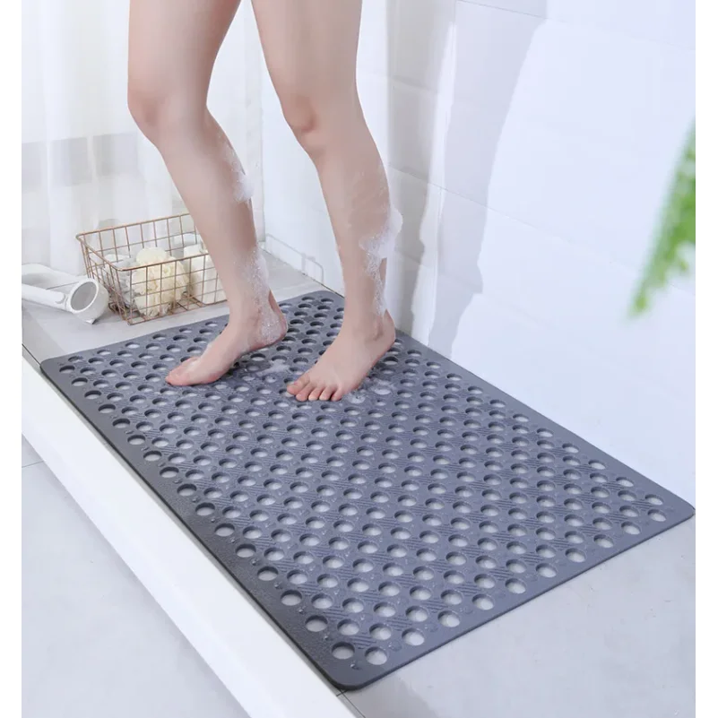 

1pc TPE Non Slip Shower Mat With Suction Cups Round Hole Quick Drain Massage Bath Rug 45x78cm For Bathroom