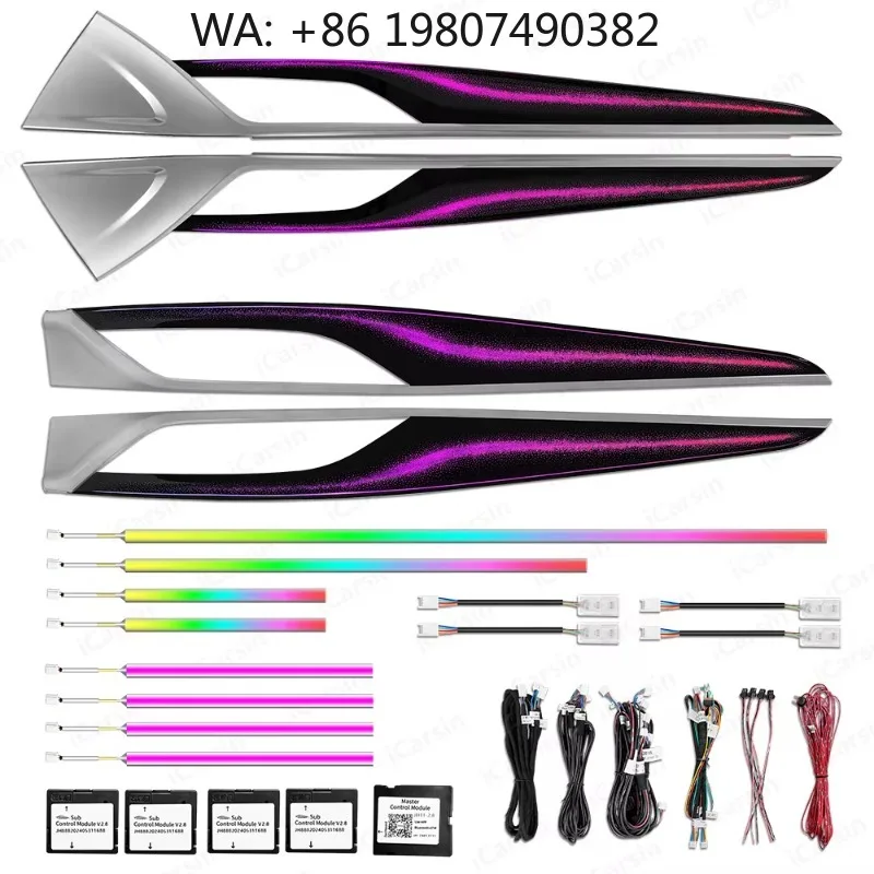 256 Color Symphony Performance Sedan Full Trim LED Atmosphere Strip, Dynamic Interior Ambient Lamp Fit F80 M3 Air Vent Mod Acces
