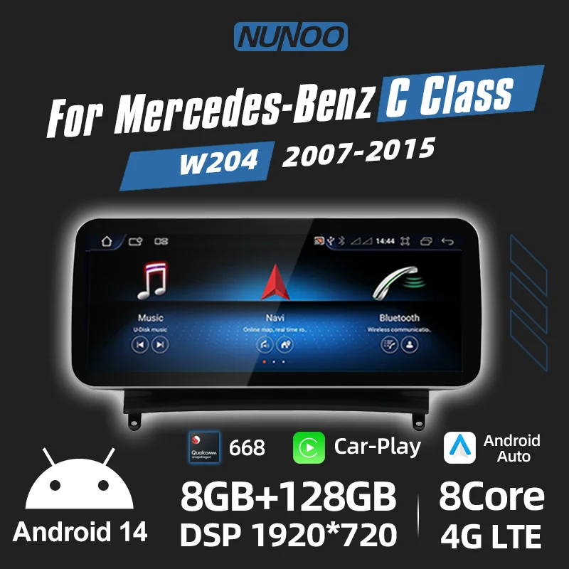 Qualcomm 668 For Mercedes Benz C Class W204 2007-2015 Carplay Screen Android 14 Car Autoradio GPS Multimedia Player