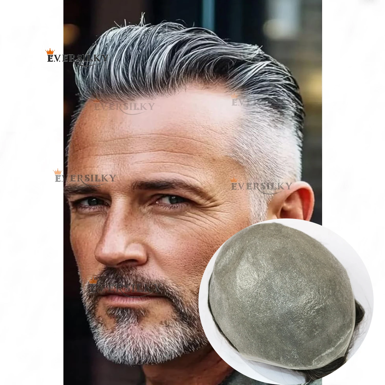 

1b65 1b80 Black Grey Natural Hairline 0.02mm Ultra Thin Invisible Light 80%Density Men's Toupee Blonde Human Hair Male Prosthesi