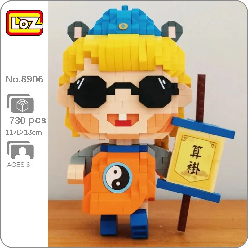 LOZ 8906 Ancient Blind Fortune Teller Sunglasses Diviner Doll Model Mini Diamond Blocks Bricks Building Toy For Children No Box