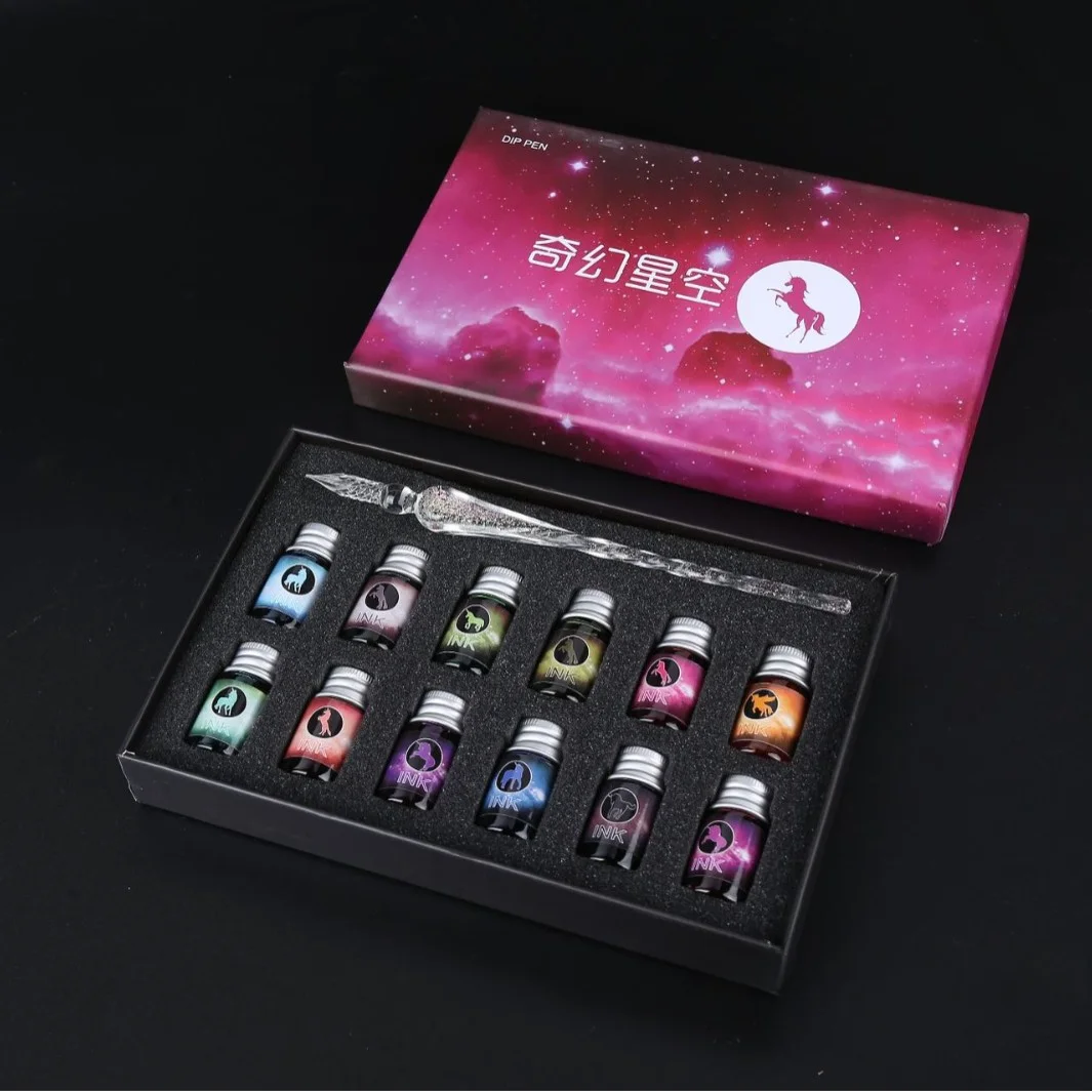 

Красочная фольгированная ручка звездного неба, стеклянная ручка, ручка для погружения, канцелярские товары, креативный подарок, ручка для подписи, подарок