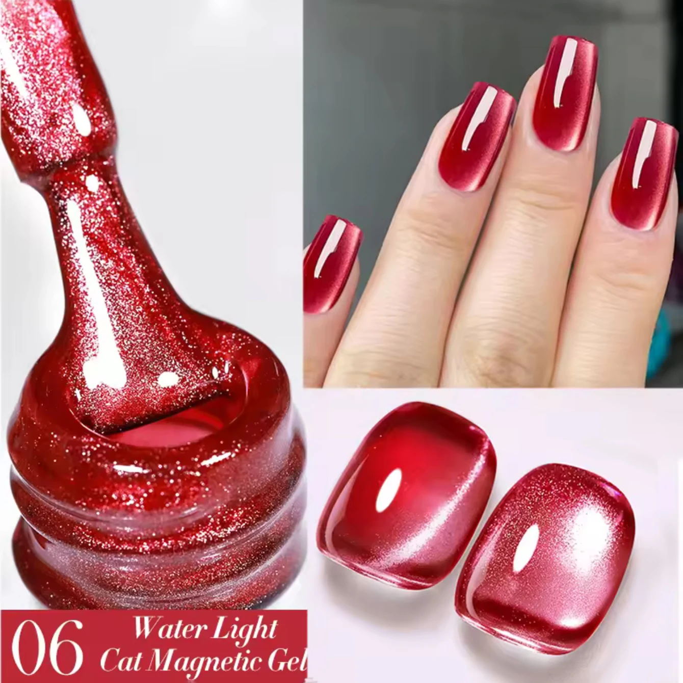 TC 6-Pcs Explosion Flash Ice Transparent Nude Color Without Graying Gradual Cat Eye Phototherapy Gel  Nail Polish Glue Exclusive
