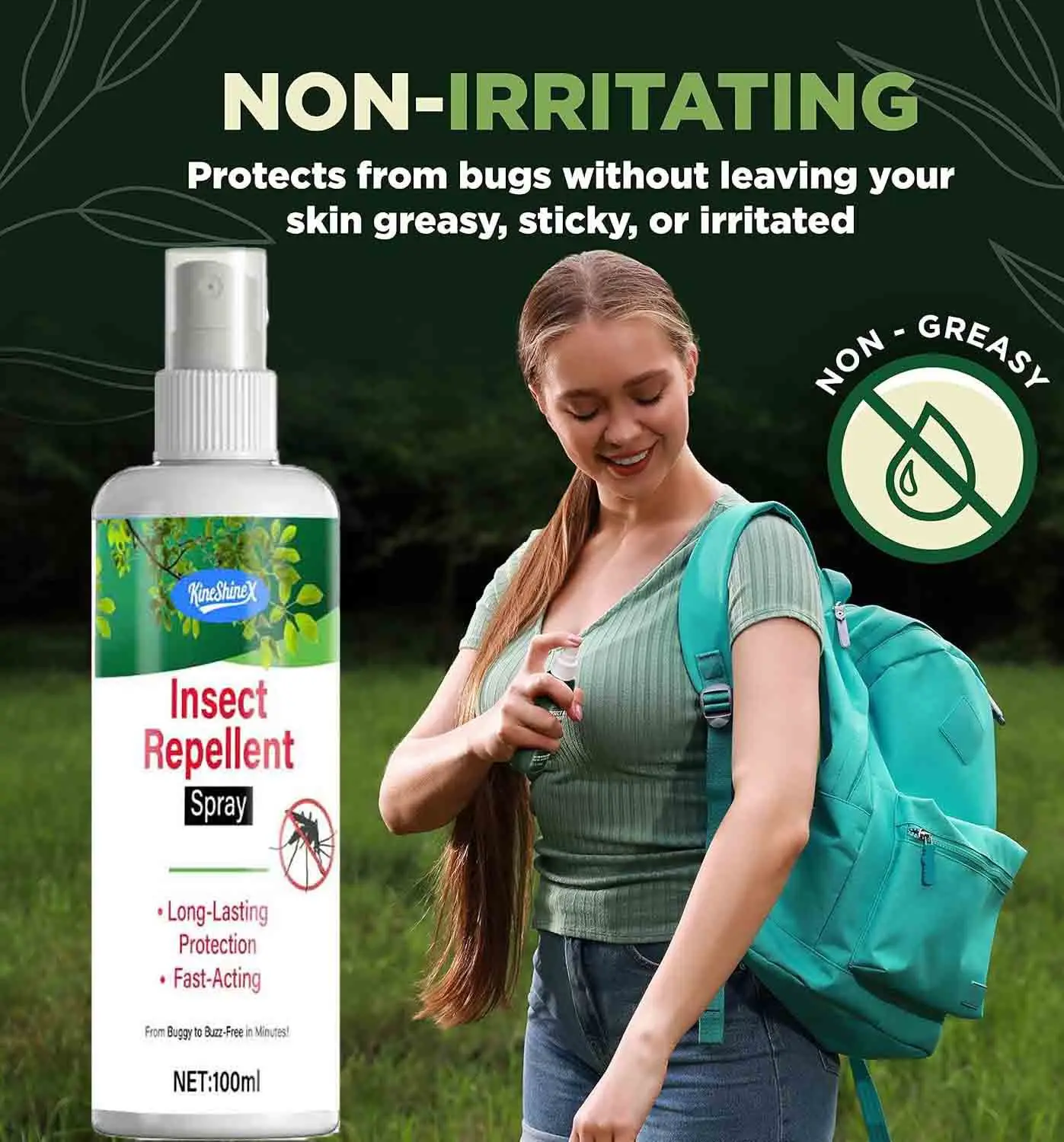 Repelente de insectos en aerosol de 100 ml - Repelente de mosquitos portátil de larga duración para viajes de camping, repelente fuerte de mosquitos, agua para inodoro