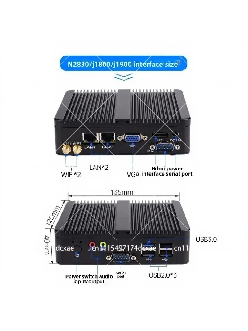 Dual Core Fanless Mini Industrial Computer, Dual Ethernet HDMI VGA Mini PCIe IoT Controller