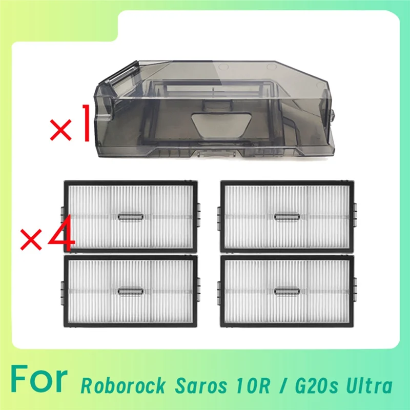 ABRG-caja de polvo con 4 filtros para Roborock Saros 10R / G20S Ultra aspiradora cubo de basura de repuesto eficiencia de limpieza mejorada