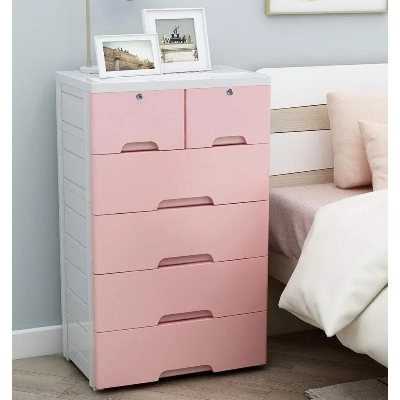 

Plastic Drawers Dresser,Storage Cabinet with 6 Drawers,Closet Drawers Tall Dresser Organizer for Clothes,Playroom,Bedroom