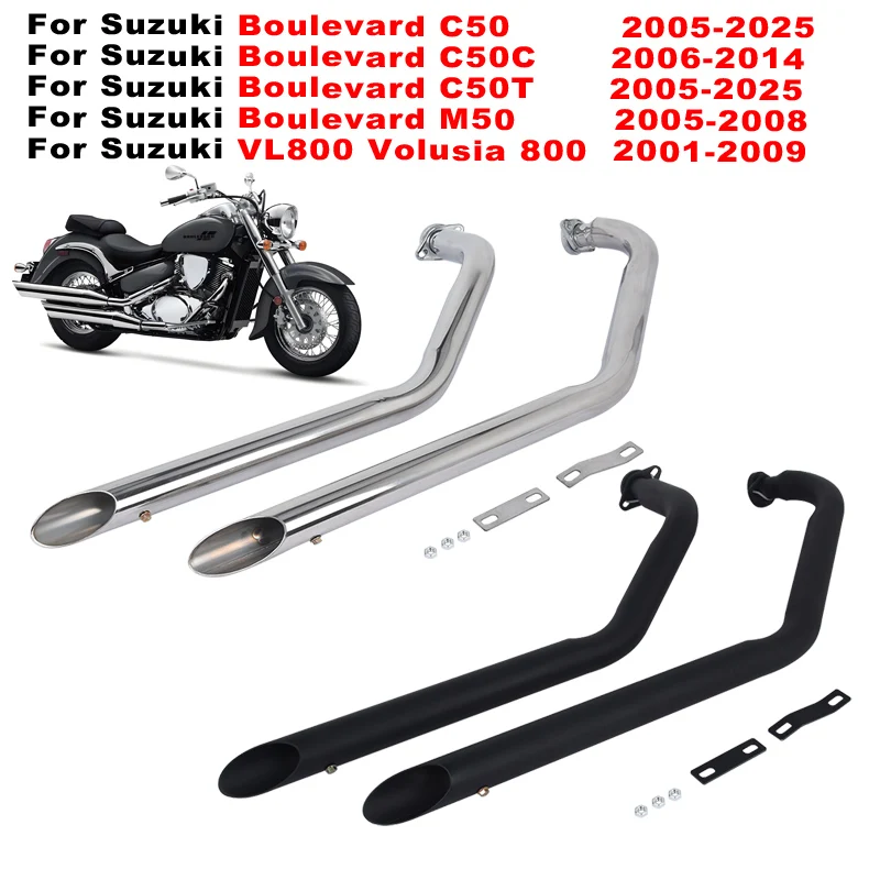 

Motorcycle Duals Exhaust System Muffler Pipe For Suzuki Boulevard C50 C50T C50C M50 For Suzuki VL800 Volusia 800 2001 - 2009