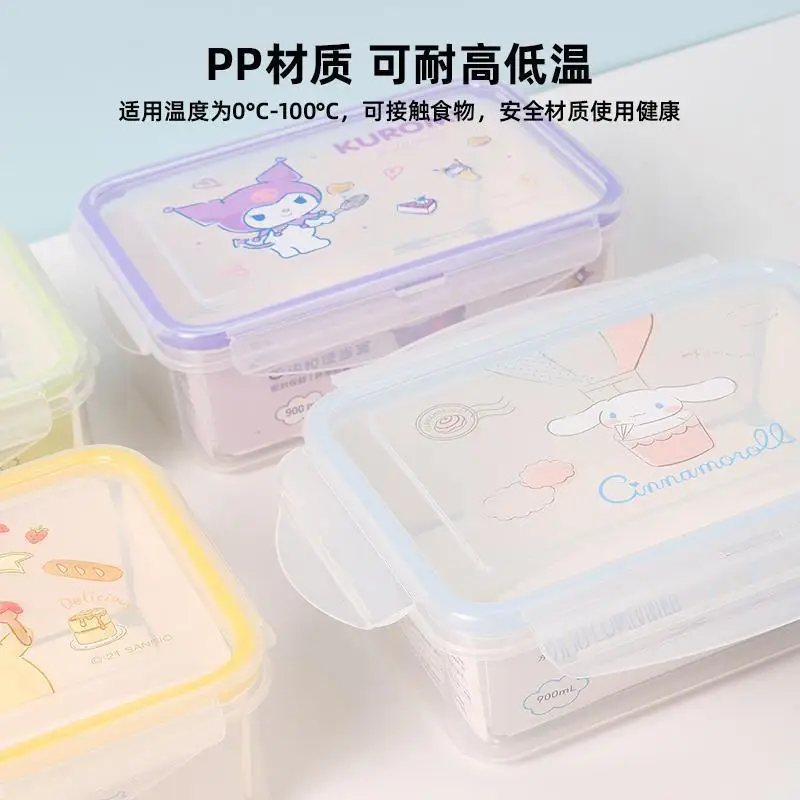 Sanrio práctica caja Bento Kuromi Hangyodon fiambrera de plástico súper ligera escuela primaria dedicado plato de cena caja de partición