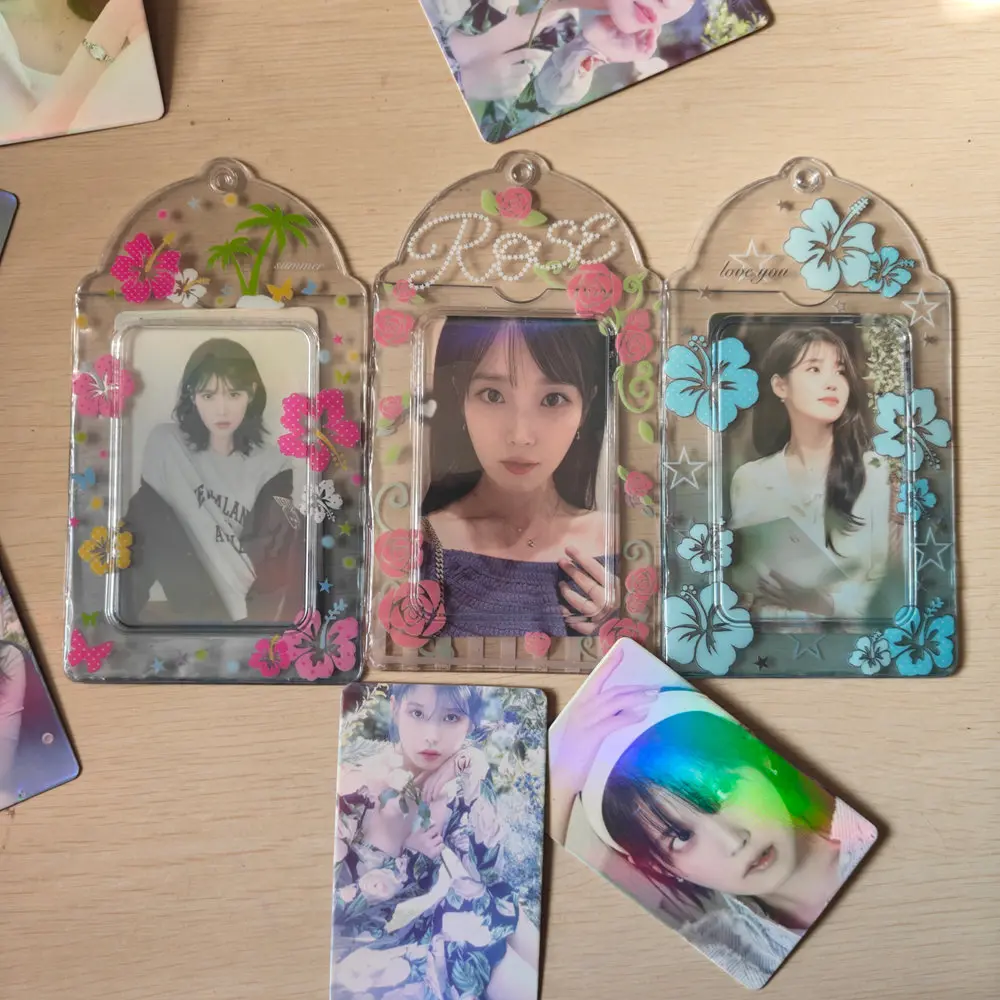 3pcs Flower Floral Print 3 Inch Card Holder Photocard Protector Girl Kpop Idol Photo Photocard Case Bag Display Pendant