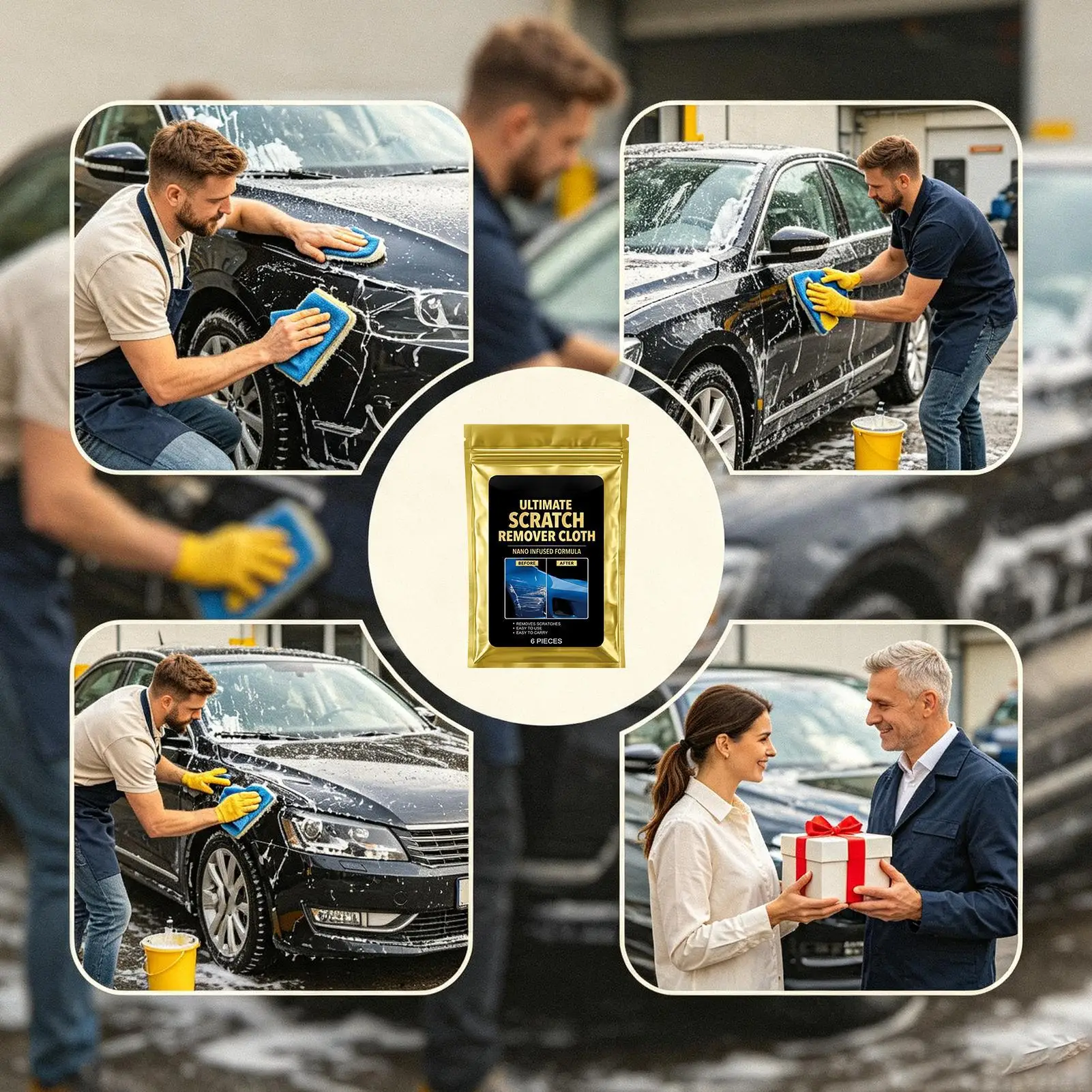 Scratch Removal Cloth 6Pcs Car Scratch Remover Repair Tool for Water Spots Paint Restoration Car Detailing Polishing Reusable