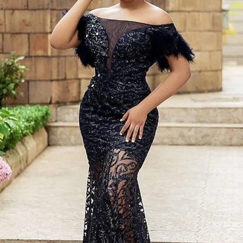 Plus Size Women Dresse 2024 New Women's Dress One Shoulder Sequin Slim Fit Wrapped Hip Mermaid Evening Gift Dress