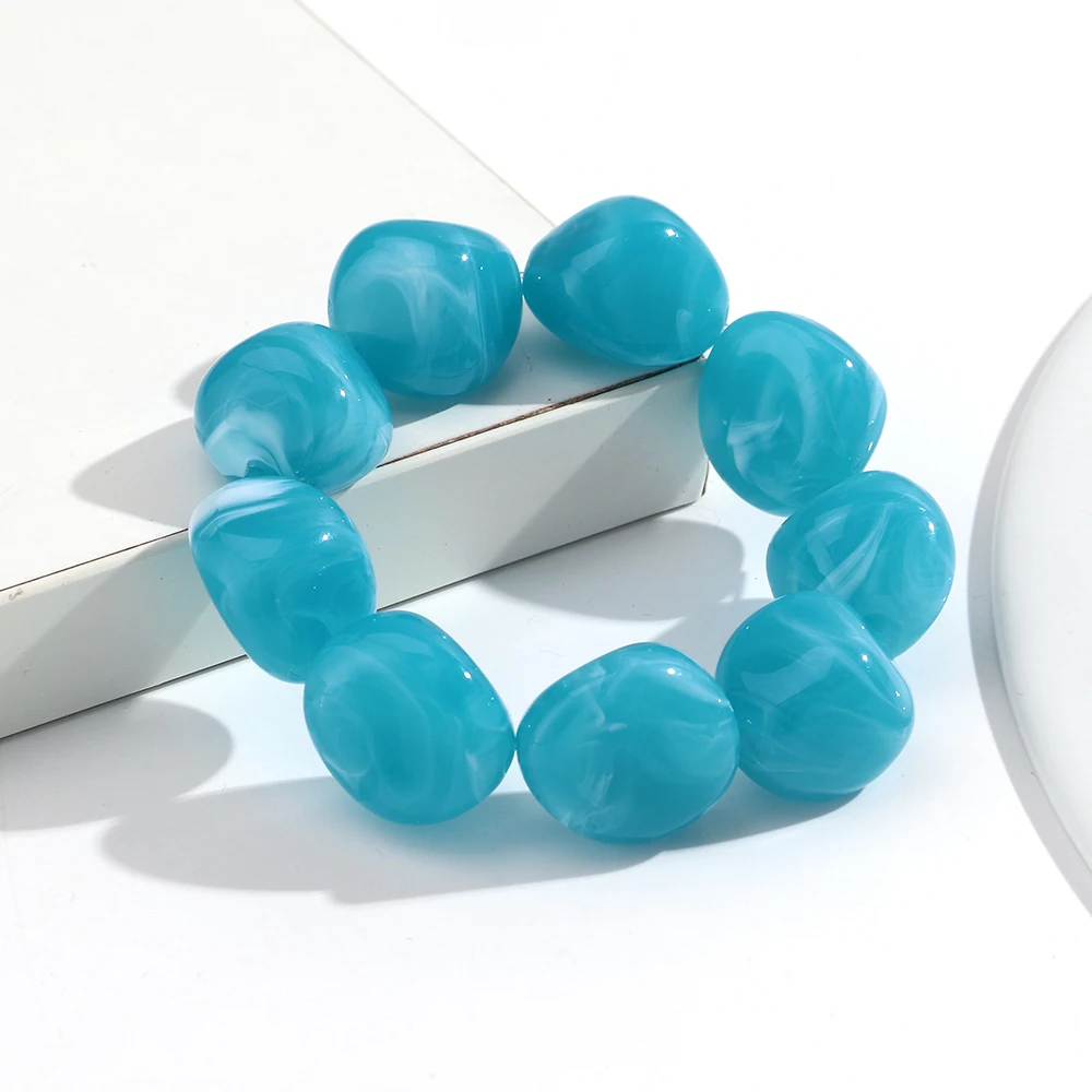 Boho Bunte Unregelmäßige Steinförmige Perlen Stretch-Armreifen Neues Geometrisches Harz-Perlenarmband 2026 Trendiger Schmuck – Detail 9