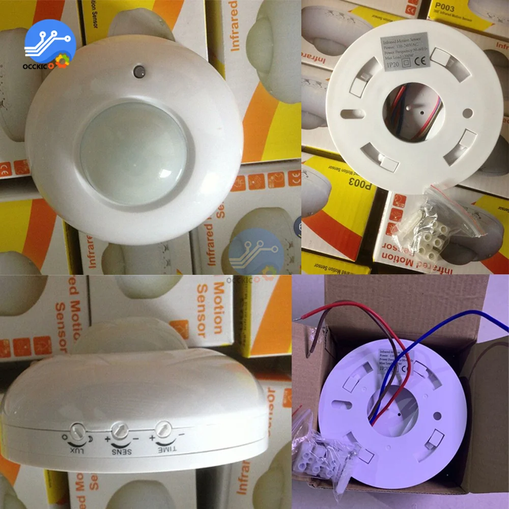 High Sensitivity AC110-240V 360/120 degree Automatic Ceiling infrared PIR Motion Sensor Switch Led Light Motion Sensor AC80-250V