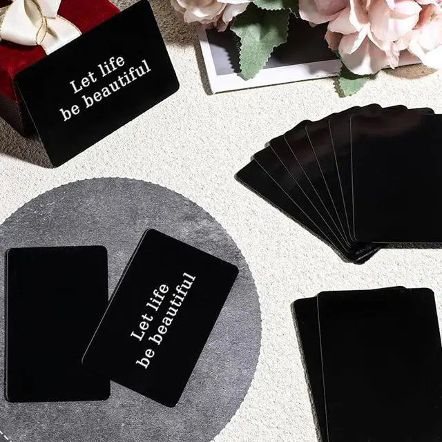 50 Pcs Black Metal Business Cards 0.8 mm Thickness Laser-Engraving Blanks Aluminium Cards for House Office-A20R image 5