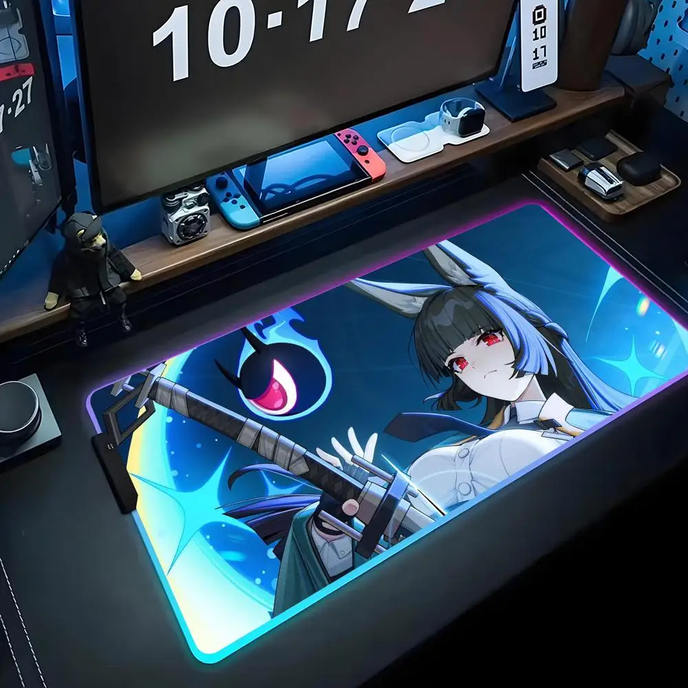 

miyabi hoshimi wallpaper Mouse Pad RGB Gaming Mousepad Big LED Pad PC Desk Mat Luminous Mouse Pad Large Keyboard Mats Table Rug