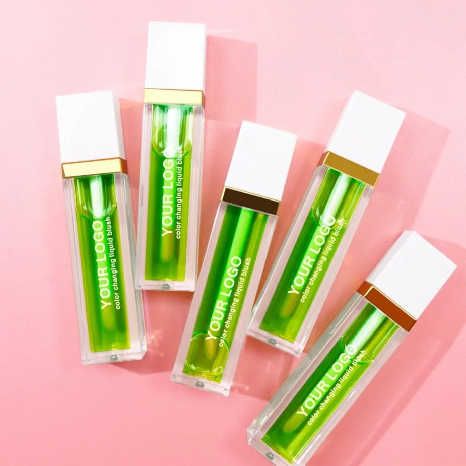 プライベートラベルビーガンリキッドブラッシュカスタムロゴラウンドチューブ保湿ph温度変化ブラッシャーオイルバルクロージュメイクアップ