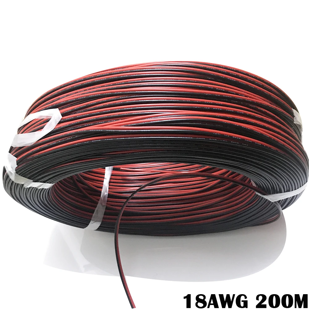 300V Tin-paint Electric Cable Black Red Dual Parallel Power Cord LED Lamp Wire 0.3 square 18AWG Dual Color Wire