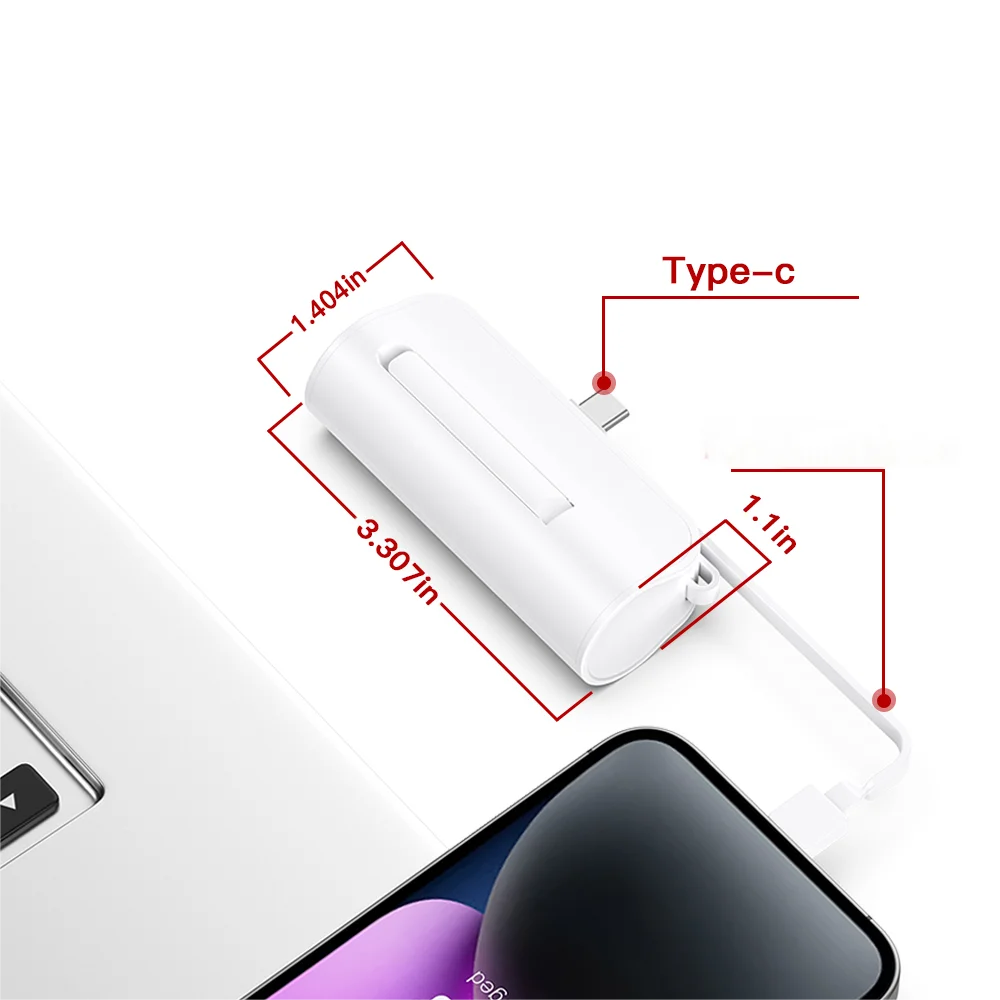 Mini Portable 5000mAh Power Bank with Built-in Cable Charging Port, Built-in LED Lighting Lamp, and Built-in Stand Function - view 6