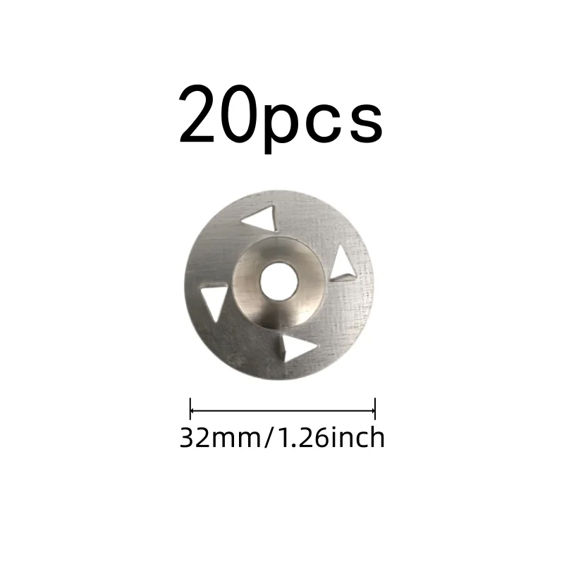 20 pcs 32mm Iron Tile Washers, Four Claw Anti-Slip Design for Wall Construction, Multipurpose, Versatile