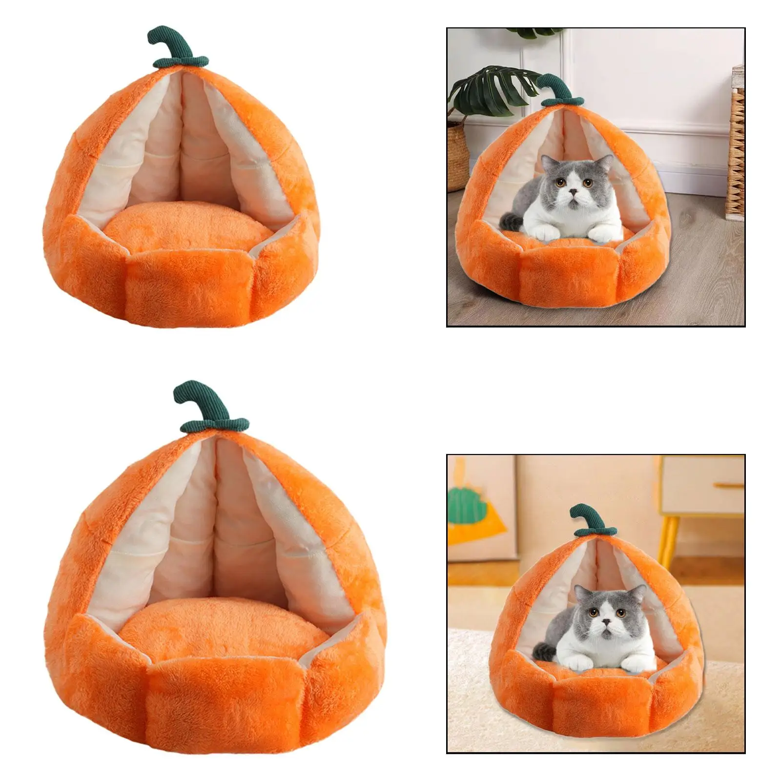 Maison pour chat PP cotons Orange lit pour animaux de compagnie pour l'hiver pratique multi-usages