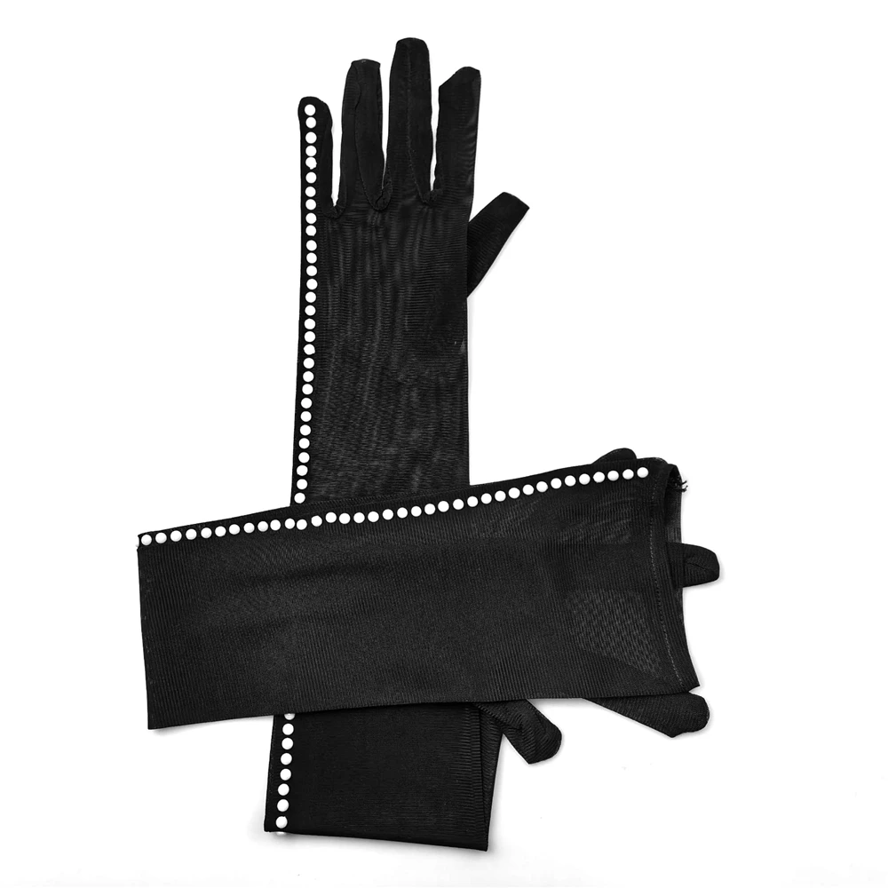 Gants de conduite respirants indépendants pour femmes, mitaines visuelles élastiques, longs maillés, décorés de perles, cérémonie de banquet, longueur de 52cm, ST10