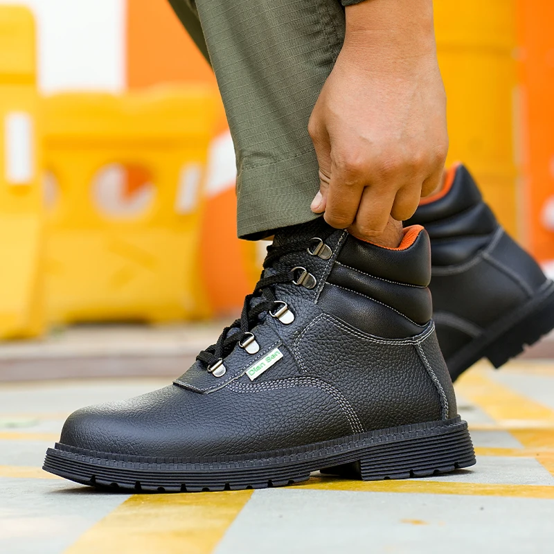 

Leather Waterproof Safety Shoes Security Steel Toe Cap Men's Boots Working Steel Toe Anti-Smashing Men Work Boots
