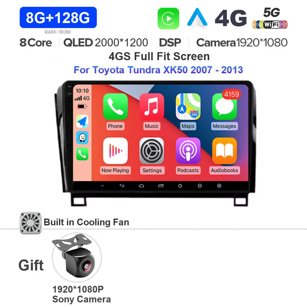 Android 15 Voor Toyota Tundra XK50 2007-2013 Sequoia XK60 2008-2017 Carplay Auto Radio Multimedia Video speler 5G WIFI