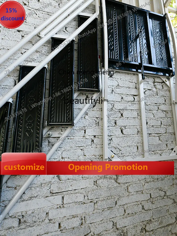 scn8617 yj Household Wall-Mounted Folding Stair Outdoor Storage Ladder Thickened Carbon Steel Stairs Invisible Ladder