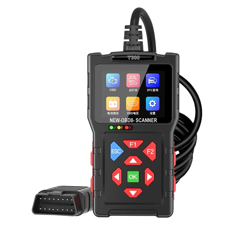 

T300 OBD2 сканер для автомобилей и грузовиков, тестер автомобильного аккумулятора, диагностический инструмент, проверка устройства считывания кодов двигателя, функциональность неисправности