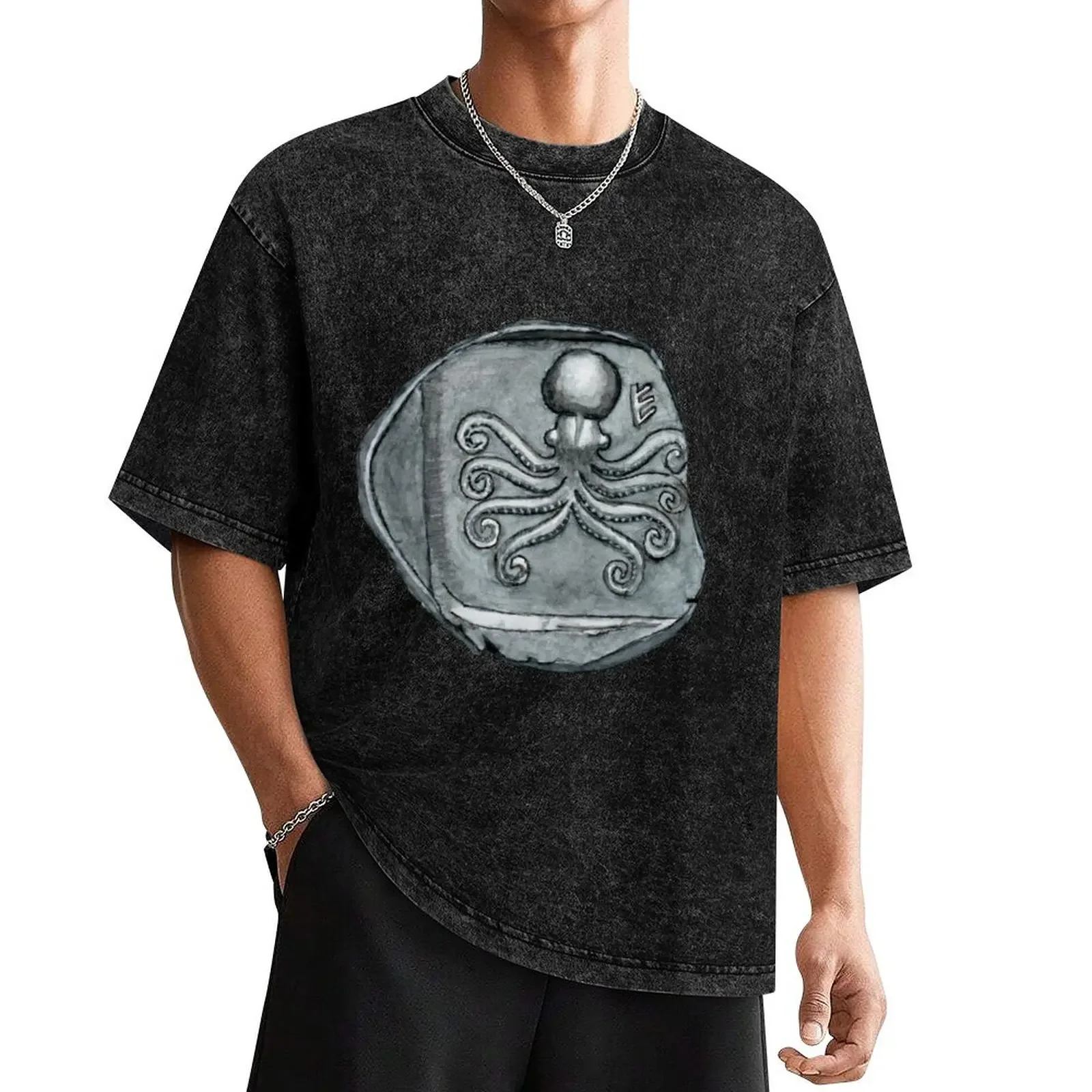 

Eretria Octopus Coin Original Watercolor T-Shirt oversizeds anime tshirt animal prinfor boys clothes for men