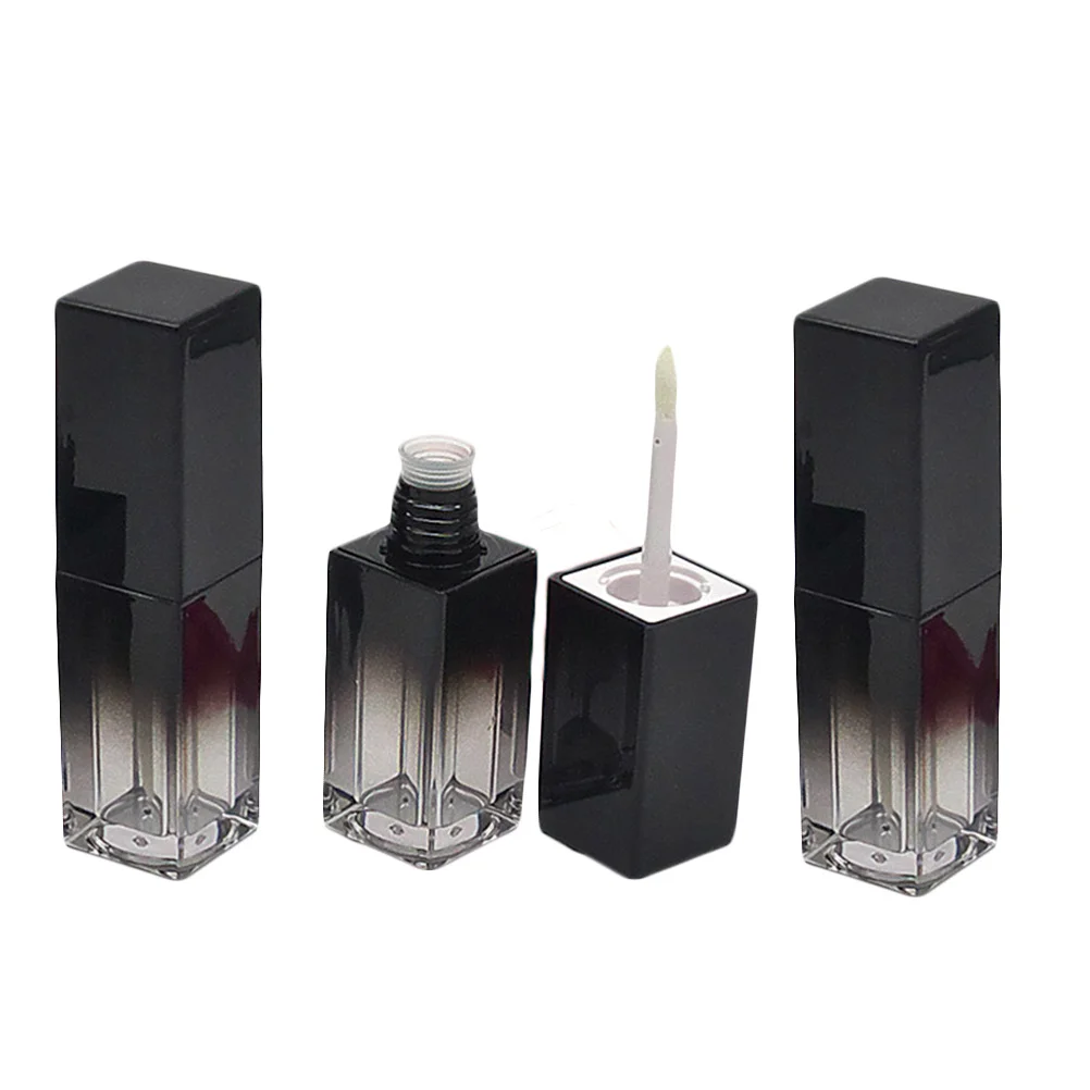 3 flacons vides de gloss à lèvres de 5 ml, tube carré portable, design noir UV, conteneur pratique pour les voyages, pour la beauté des femmes