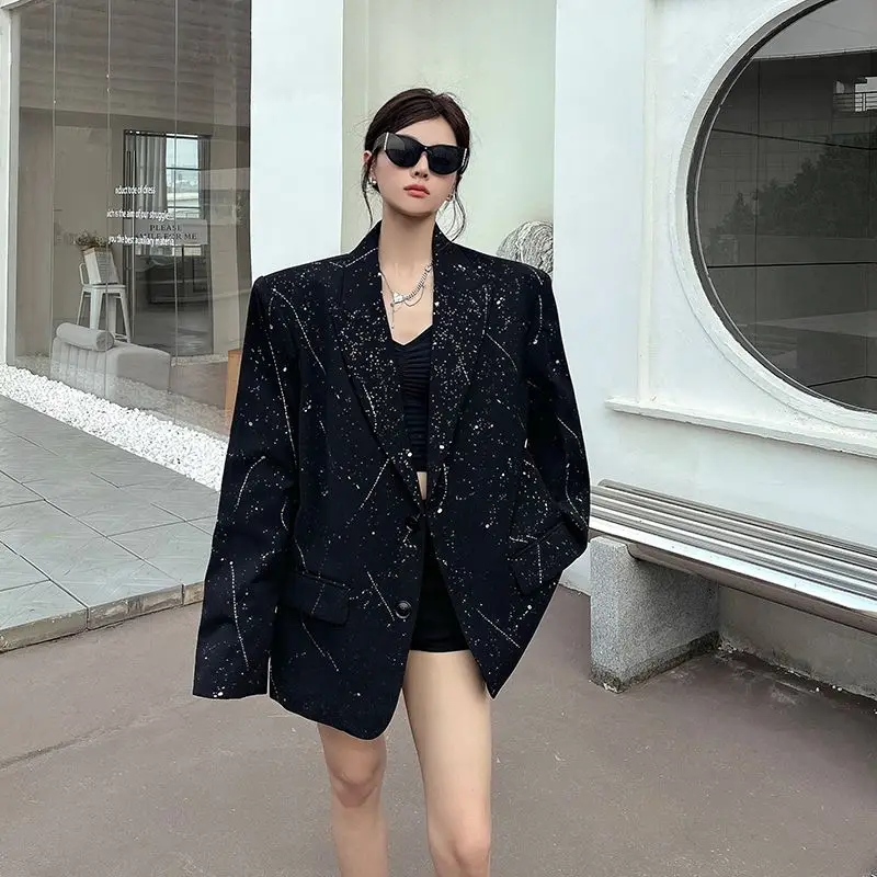 

Gagarich Высококачественная дизайнерская куртка со звездным небом, женская весенне-осенняя нишевая модная свободная куртка с подкладкой на плечах, трендовая куртка