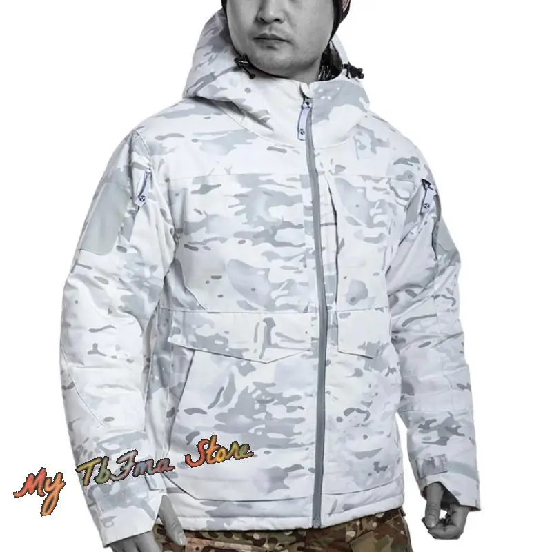 Winter Coldproof White Camouflage Cotton Clothing Outdoor Ski Clothing Snow Camo Jacket Coat Windproof Warm Quick-Drying Light