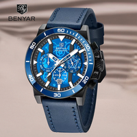 BENYAR Men's Quartz Watch 44MM LD53 Chronograph Stopwatch Stylish Casual Sports Stainless Steel Waterproof Reloj Hombre BY5197