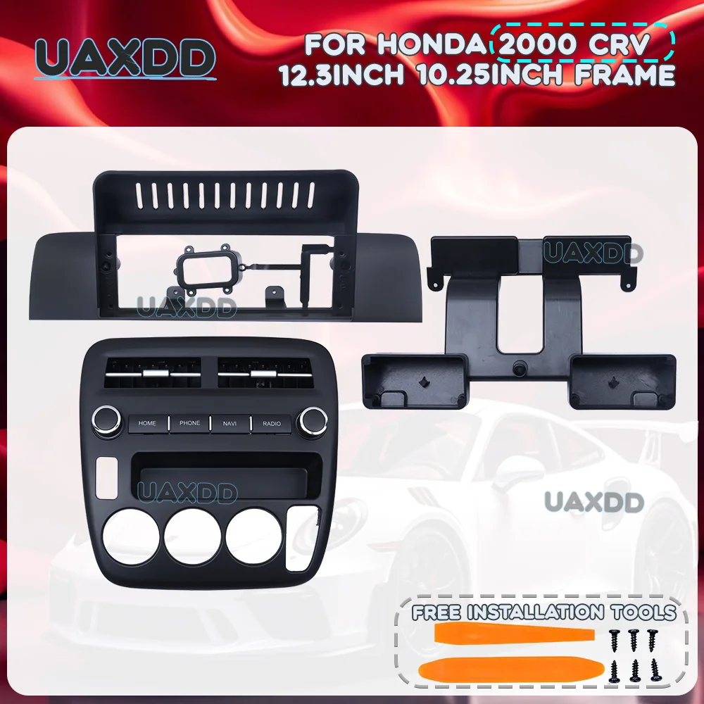 For HONDA CRV 2000 12.3/10.25in 2Din Center Dash CD Android Frame Wiring Harness Canbus Decoder Complete Replacement Install Kit