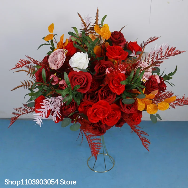 Neueste Blumenkugel 5D Rot Hochzeit Bühnendekoration Blumenarrangement für den Gang Fenster Ausstellungshalle Tischdekoration Kunstblume – Detail 3