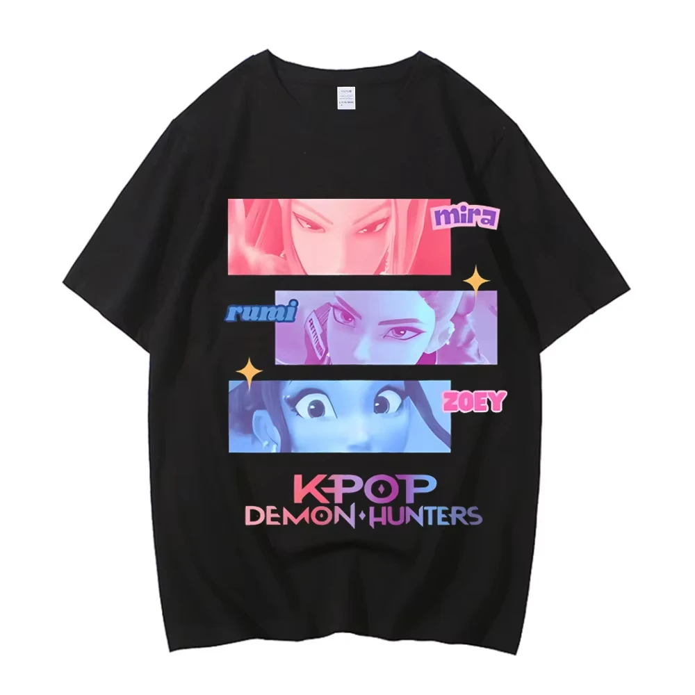 

Популярная мужская и женская футболка с рисунком KPop Demon Hunters Tiger, Harajuku, повседневная хлопковая футболка высокого качества с круглым вырезом, уличная одежда Y2k